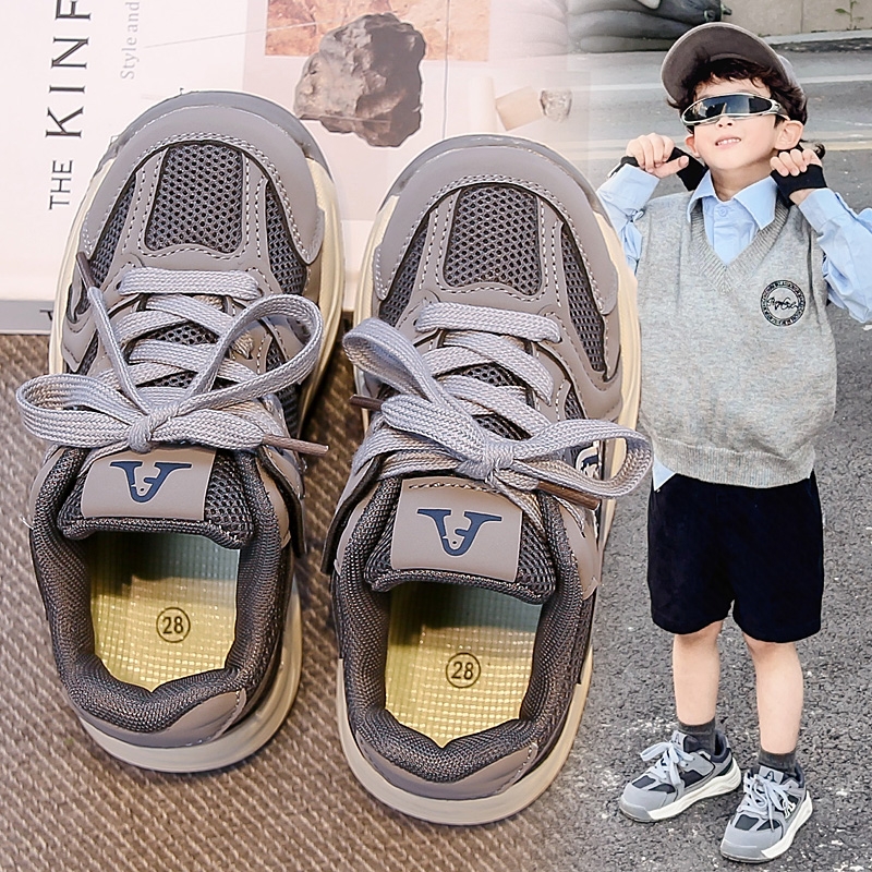 运动鞋休闲儿童鞋子秋季网面回力童鞋男童跑步鞋女童革面跑鞋紫色