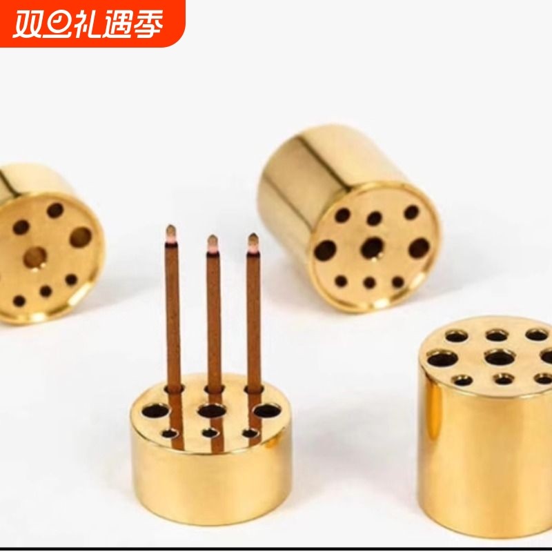纯黄铜九孔线香小香插香底座家用室内多孔熏香炉香托香道工具用品