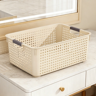 厨房收纳筐塑料储物盒杂物收纳置物框桌面零食玩具整理篮沥水衣柜