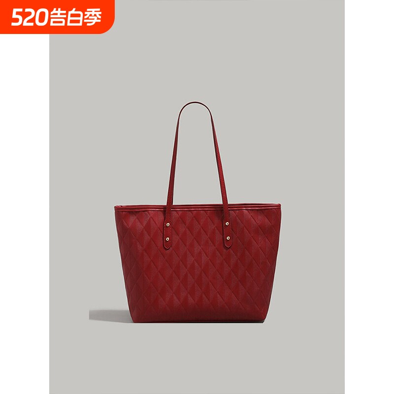 伊布古奇时尚托特包包女式2025新款高级感大容量超火新娘红色婚包