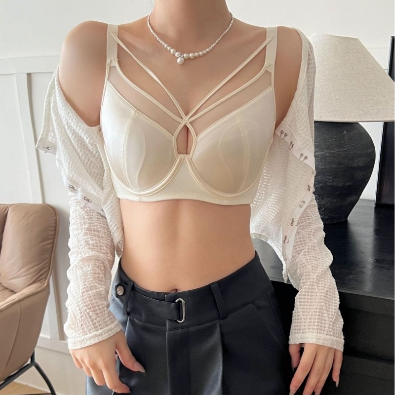 超薄款内衣女大胸显小性感上托防下垂收副乳胖mm调整型大码文胸罩