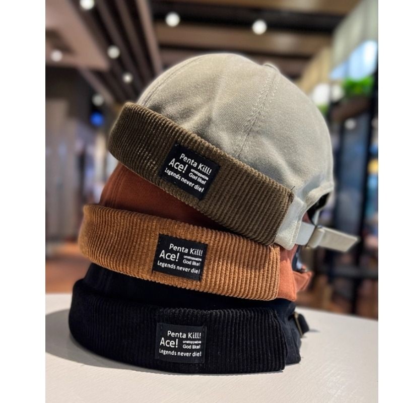 无檐瓜皮帽子女日系嘻哈雅痞地主帽新款潮牌复古时尚水手帽男秋冬