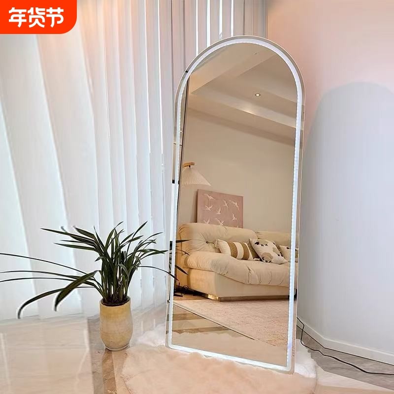 led全身镜贴墙智能镜子带灯壁挂穿衣镜挂墙家用落地卧室三色变光