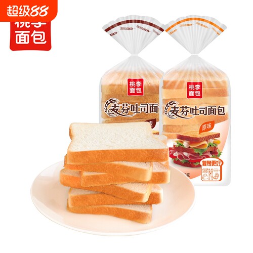 桃李麦芬吐司面包早餐整箱速食切片面包早餐学生休闲零食下午茶