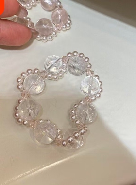 复古蕾丝仿白水透明手串高级感精致小众设计感轻奢清冷感百搭手饰