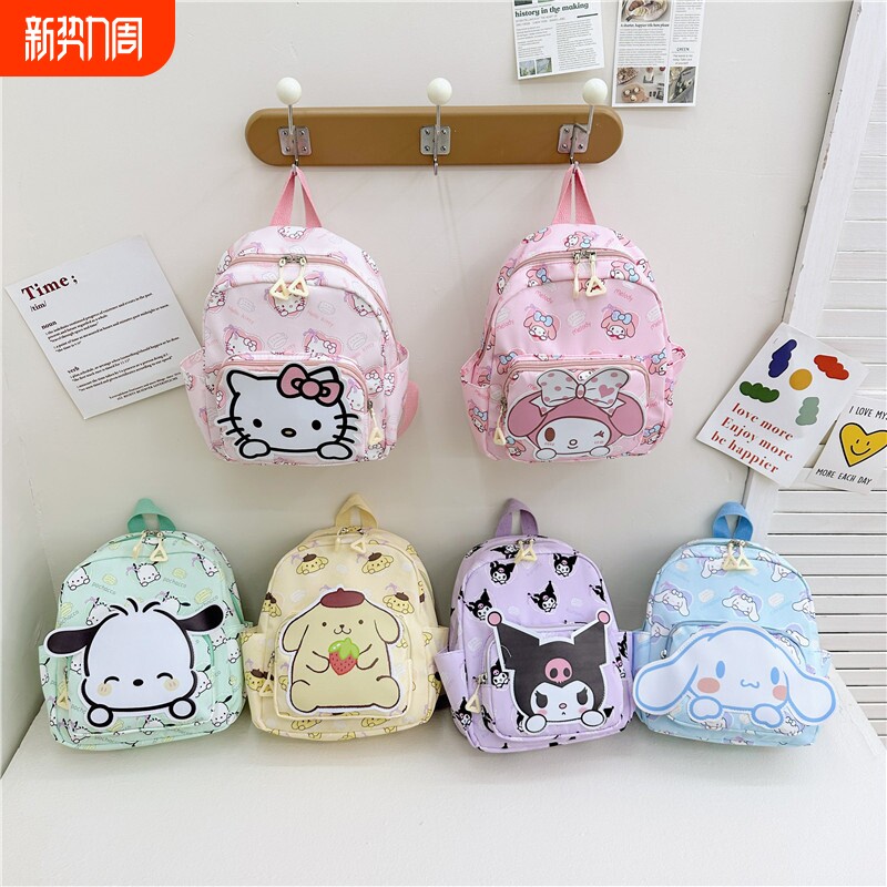 2024夏季儿童书包双肩包可爱小学生幼儿园小背包紫色帆布蓝色卡通