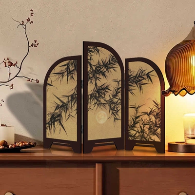 中古风桌面屏风摆件中国风茶室餐厅装饰画斗柜电视柜餐边柜摆台画