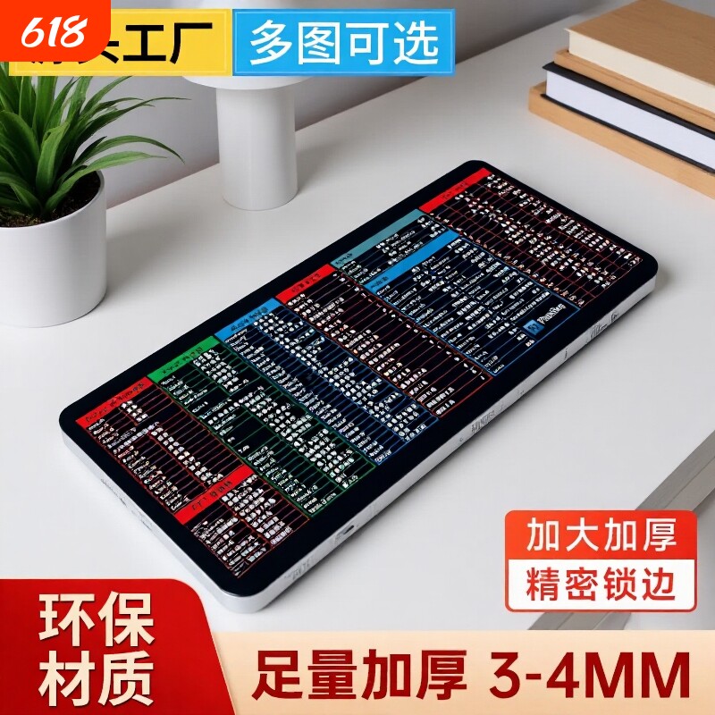 CAD快捷键超大鼠标垫防滑办公软件桌垫小号可爱女键盘桌面垫WORD