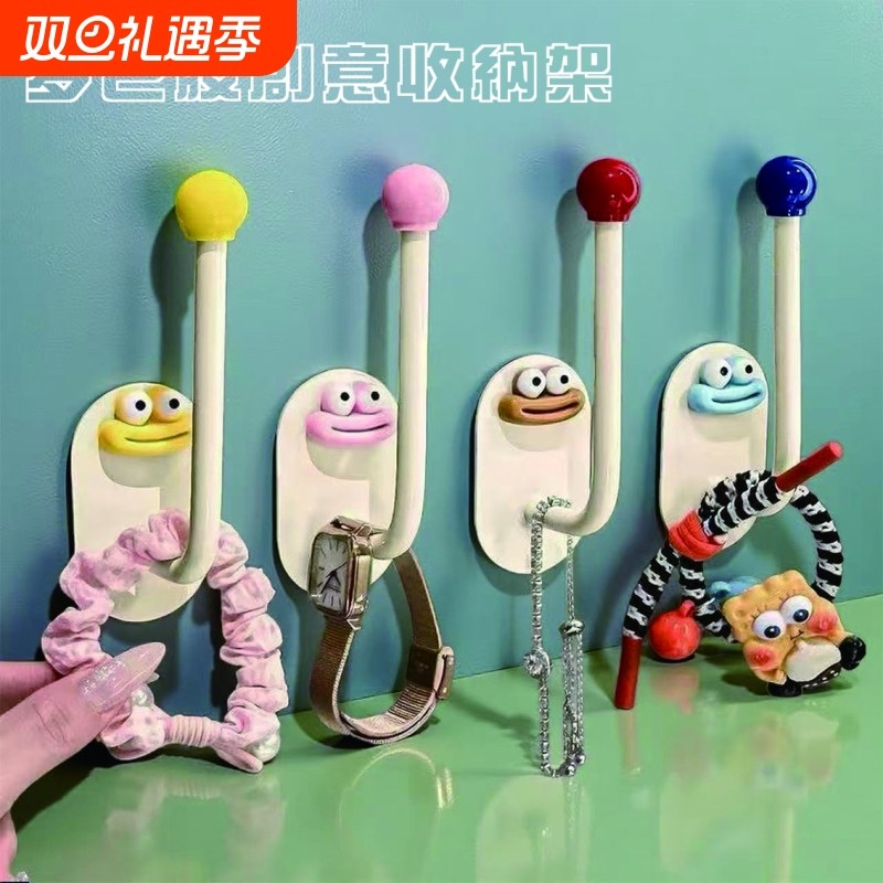 发圈发箍粘钩卫生间收纳架发夹皮筋头绳挂钩首饰品发绳收纳架塑料