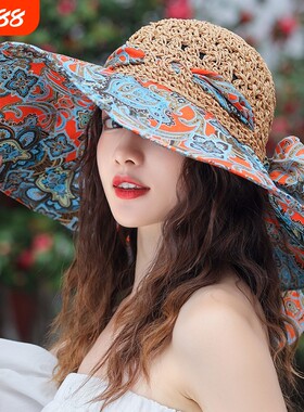 夏天大檐波西米亚草编草帽