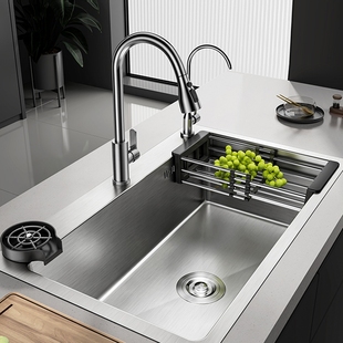 加厚304不锈钢水槽洗菜盆大单槽家用厨房菜盆洗碗槽池台下盆手工