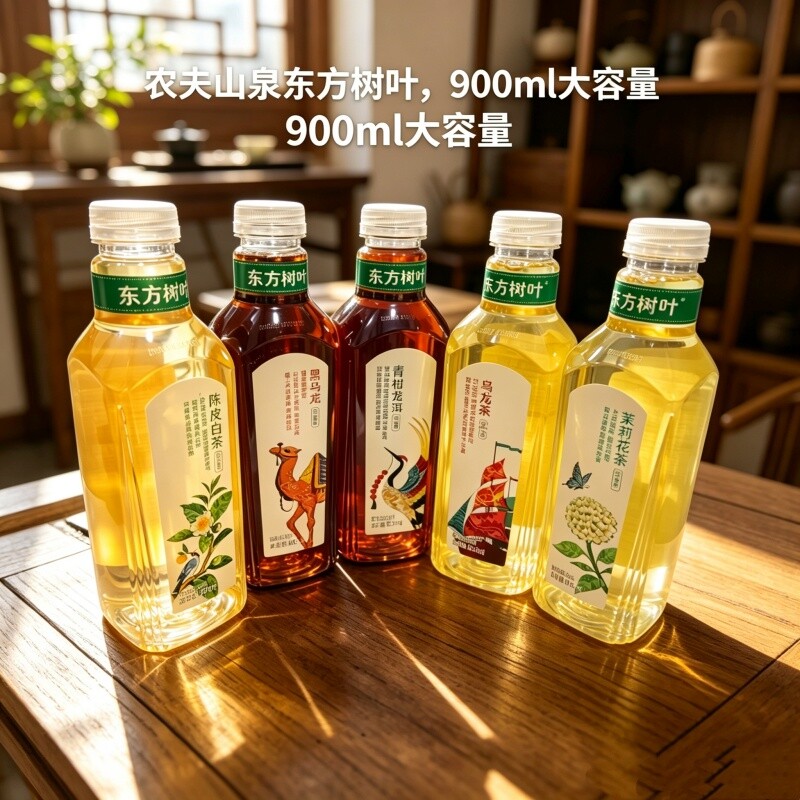 农夫山泉东方树叶900毫升乌龙茶茉莉花茶0糖0脂0卡茶饮料整箱大瓶图片