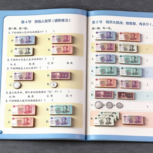 认识人民币一年级二年级下册认识钟表和时间专项练习册习题单位换算三年级小学数学强化训练每日一练