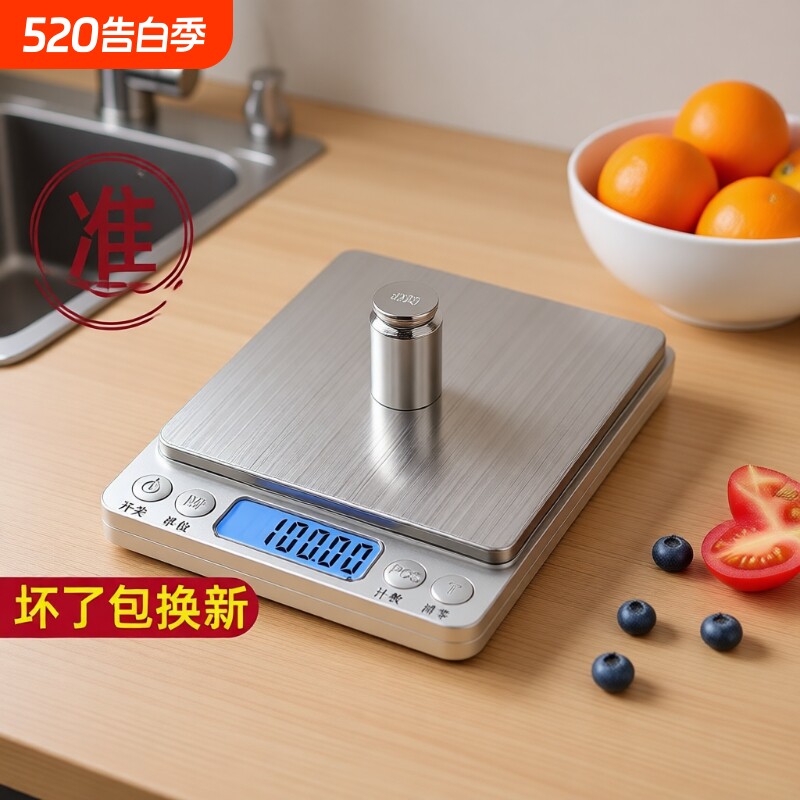 高精度电子秤小型厨房秤克重称0.01g天平秤克秤食物秤黄金称精准