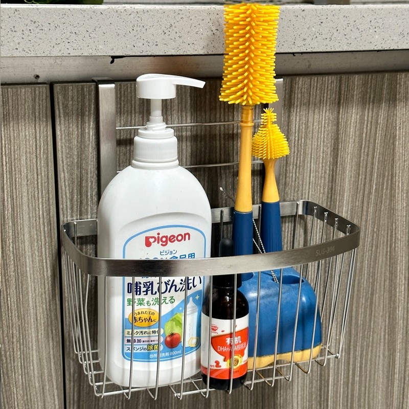 不锈钢厨房置物架免打孔壁挂式多功能橱柜门内杂物收纳架神器家用