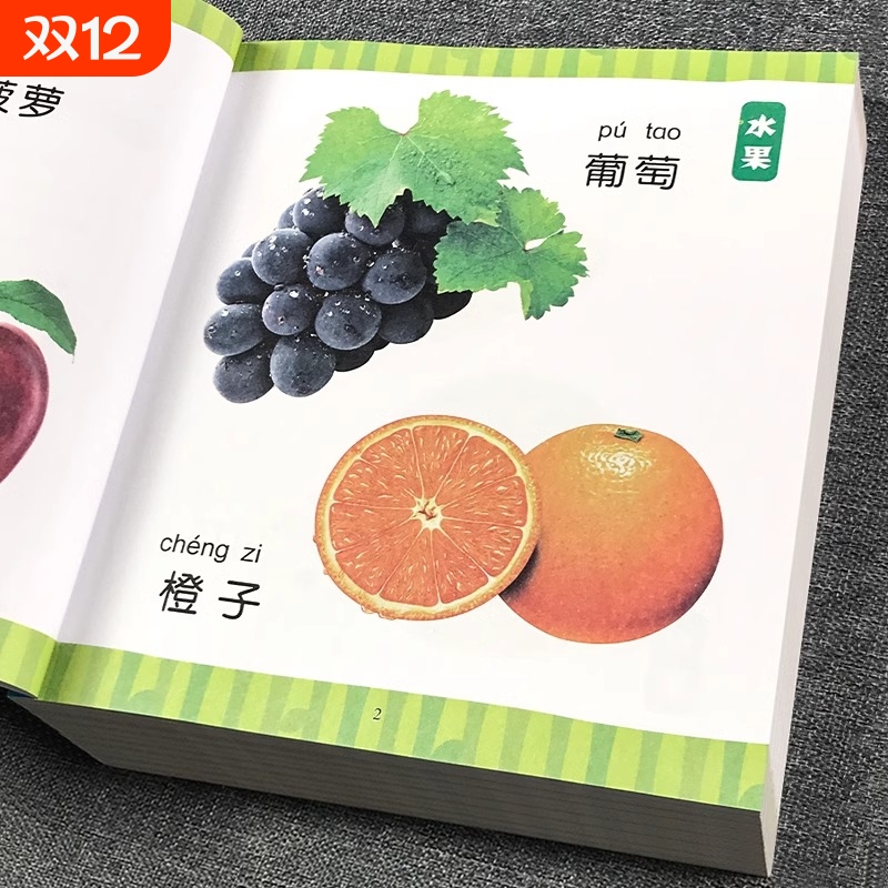 认物大全认识动物水果蔬菜汽车颜色看图识物儿童早教启蒙绘本0-1-2-3岁宝宝婴幼儿益智图书识字卡片两岁三岁学前教育画册认知书籍