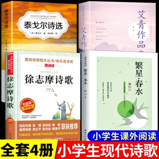 小学生现代诗繁星春水冰心四年级下册阅读课外书必读正版艾青诗选泰戈尔诗选徐志摩现代诗集大全精选小学儿童诗歌短诗摘抄本合集A