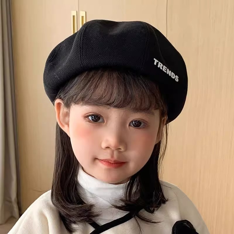 女童小童贝雷帽秋冬款儿童红色八角画家帽女宝宝春秋蓓蕾帽子韩系