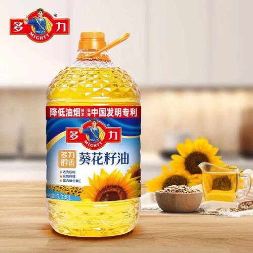 多力醇香葵花籽油5.038L压榨食用油家用高油酸物理健康烹饪阳光