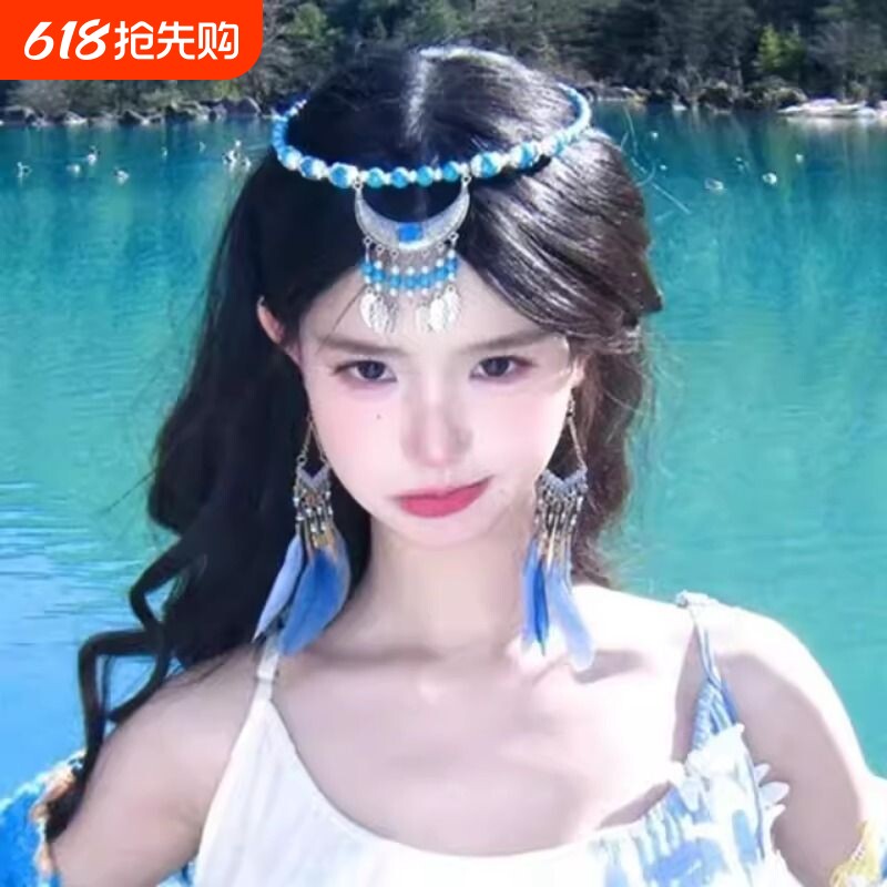波西米亚民族风长流苏额链云南旅游异域风时尚多用途项链拍照头饰