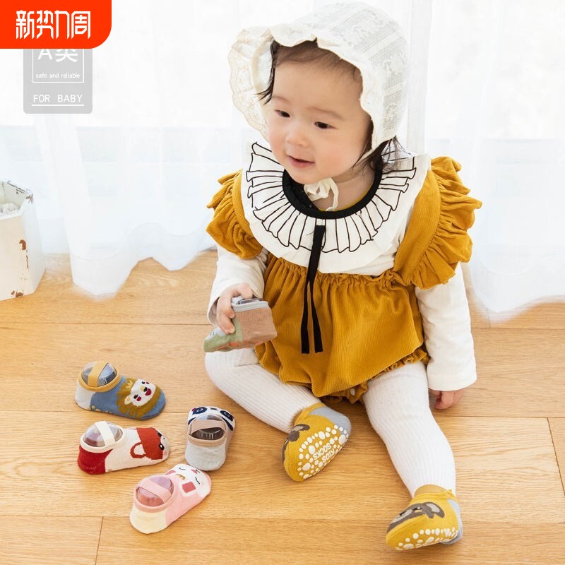 防滑袜儿童婴幼儿学步春夏秋季男女地板袜宝宝袜套步前鞋短船袜子