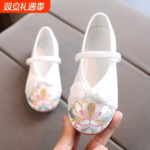 老北京儿童布鞋古风公主鞋子古装女童绣花鞋宝宝手工汉服软底国风
