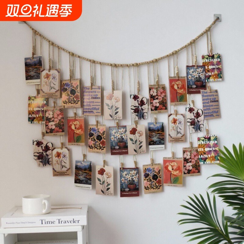 照片墙创意壁挂家居装饰照片悬挂麻绳装饰品背景墙相片收纳绳墙面