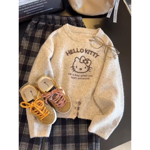 女童毛衣秋冬2025新款女孩韩系凯蒂kt猫针织衫秋季上衣儿童毛线衣