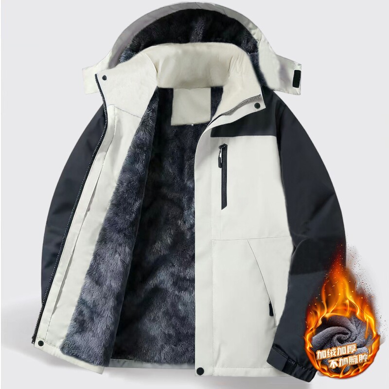 冬季加绒冲锋衣外套男款加厚棉衣棉服防风防水户外保暖登山服男女