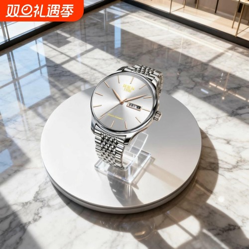 手表男款机械风全自动防水高级感全自动男表数字双日历防水腕表男