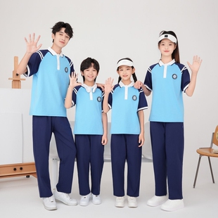 江西九江市中小学生夏季校服短袖长裤男女统一款运动九江校服套装