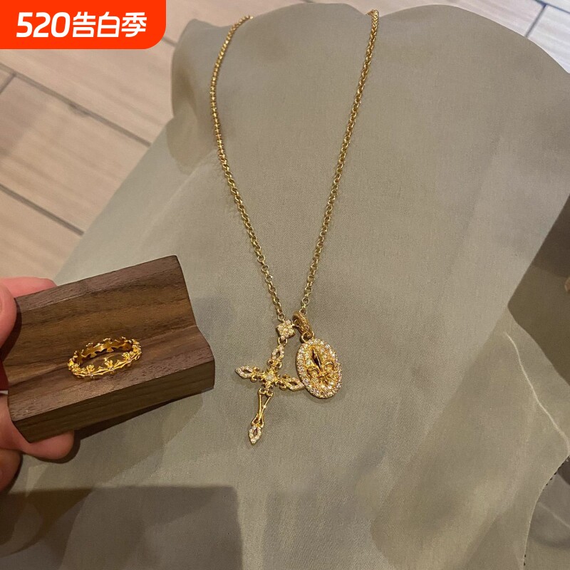独特小众又高级设计师款十字架项链女小众独特颈链饰品清新高级款