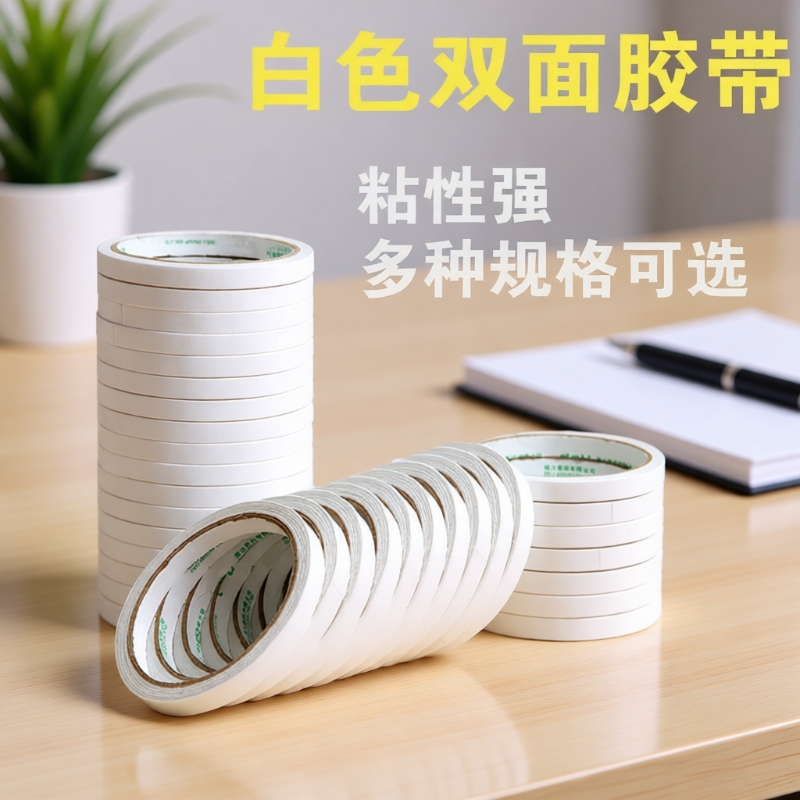 双面胶学生用高粘度薄款手工棉纸两面强力透明不留痕胶带布文具用品办公粘性
