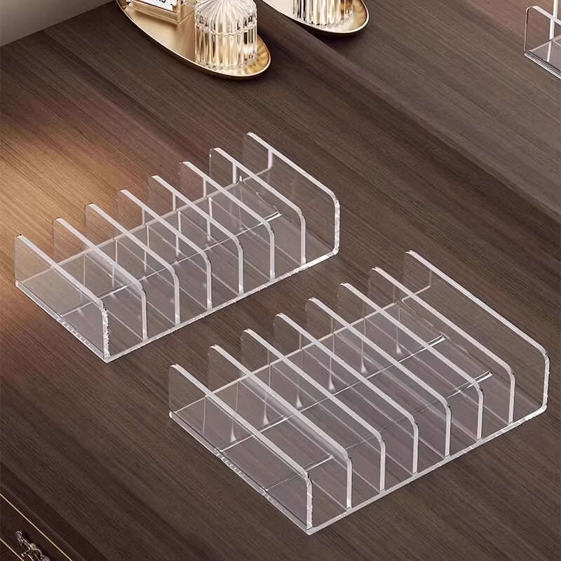 桌面眼影盘收纳架透明粉饼盒亚克力抽屉分格彩妆口红化妆品置物架