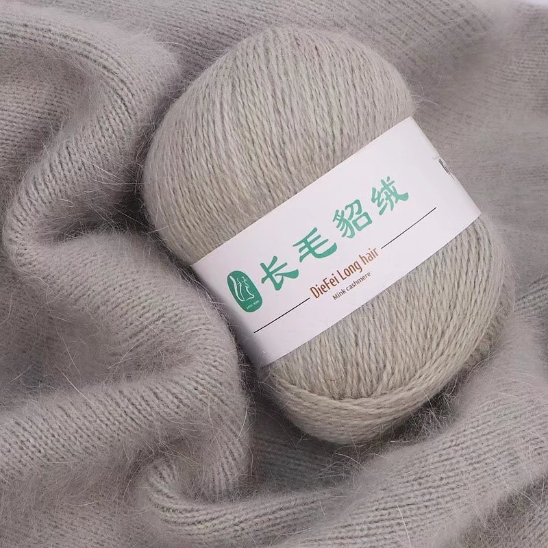 长毛貂绒线纯貂绒毛线批发中粗水貂毛线团 跨境外贸