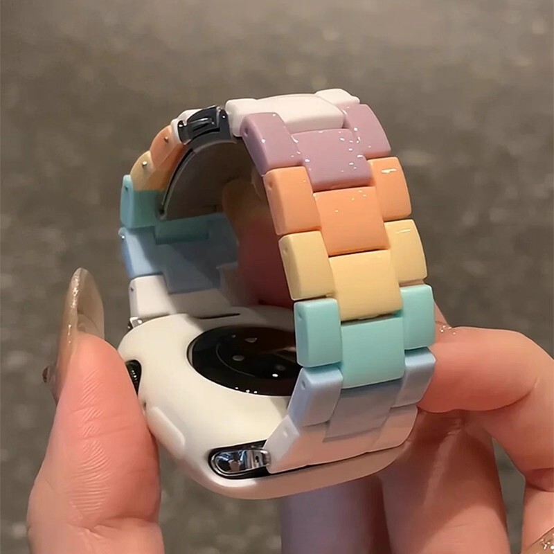 适用vivowatchgt2手表表带iqoo新款watchgt2糖果彩虹女生vivowatch5智能watch3可爱多巴胺运动GT透气腕带白色