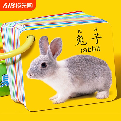 动物卡片早教认知启蒙书儿童识字宝宝看图识物图幼儿数字益智玩具