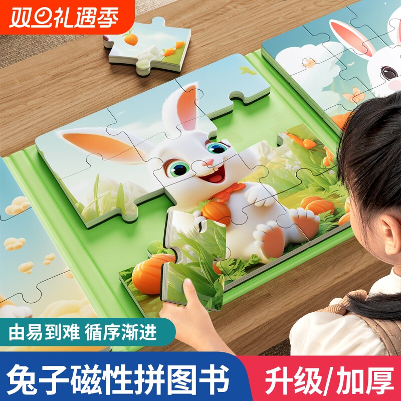 进阶磁性拼图3到6岁磁力早教宝宝男女孩幼儿童少儿益智玩具拼图