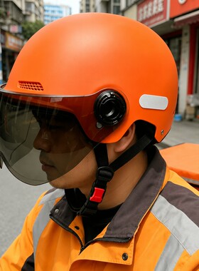 外卖专用头盔骑手装备橙色风暴2026新款跑外卖款众包透气轻便可过