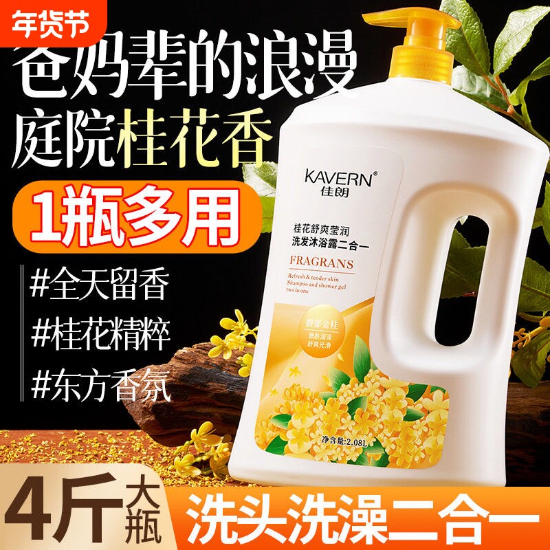 桂花沐浴露洗发水二合一持久留香72小时控油去屑大容量香水套装女