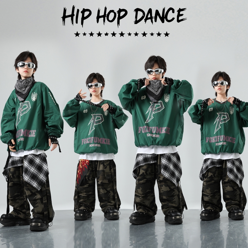 街舞儿童潮服男童嘻哈套装酷帅元旦表演hiphop女童爵士舞演出服装