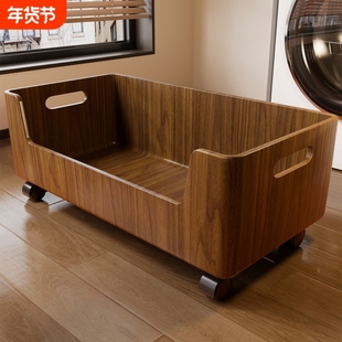 实木脏衣篓卫生间多功能换洗衣服整理架家用落地可移动衣服收纳筐