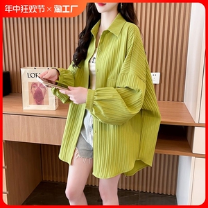 骑车防晒衣衬衫女夏季新款初中高中学生大码空调服透气轻薄外套潮