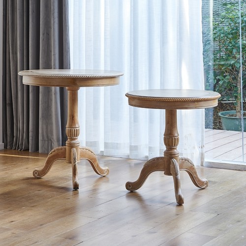 圆形法式木制小圆桌复古茶几小圆台婚礼摄影置物架装饰做旧花架