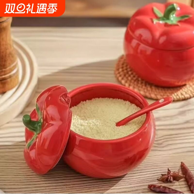 小西红柿造型调料罐420ml容量釉下彩陶瓷餐具