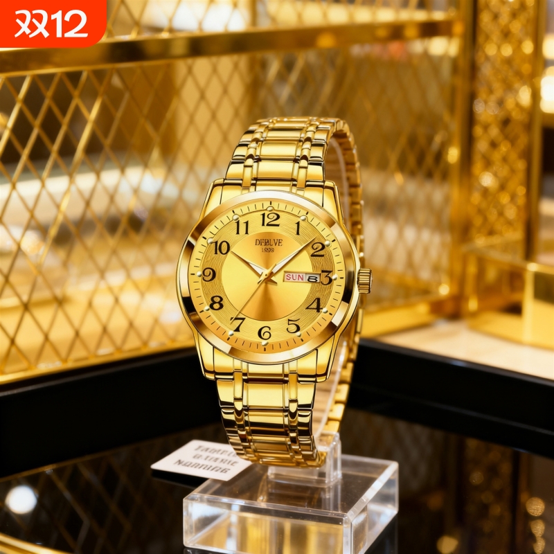 正品瑞士全自动非机械表手表男士学生韩版时尚潮双日历防水表夜光