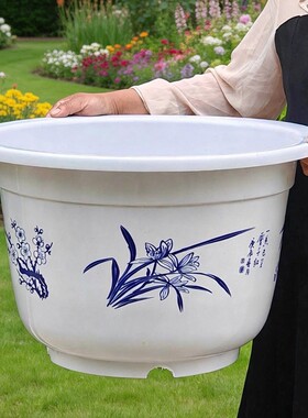 塑料荷花盆仿陶瓷特大号种植盆