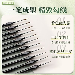 应手水彩画笔套装 美术生专用水彩颜料笔尼龙毛丙烯笔水粉画笔绘美甲勾线吸水油画