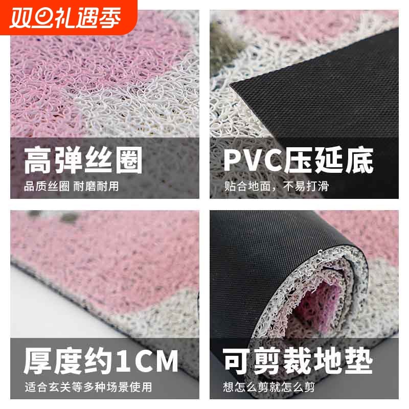 现代简约小花地垫地毯进门地板刮沙除尘入户门防滑PVC脚垫批发