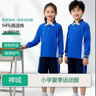 佛山市禅城区小学生校服短袖短裤长袖长裤夏季套装索罗娜冰丝面料